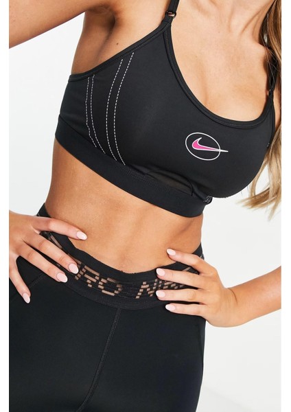 Dri Fit Indy Icon Clash Light Support Padded Kadın Spor Sütyeni Bra Büstiyer Siyah modelleri