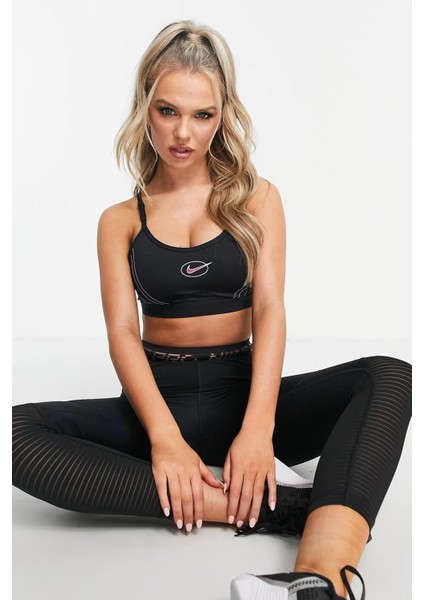 Dri Fit Indy Icon Clash Light Support Padded Kadın Spor Sütyeni Bra Büstiyer Siyah fırsatları