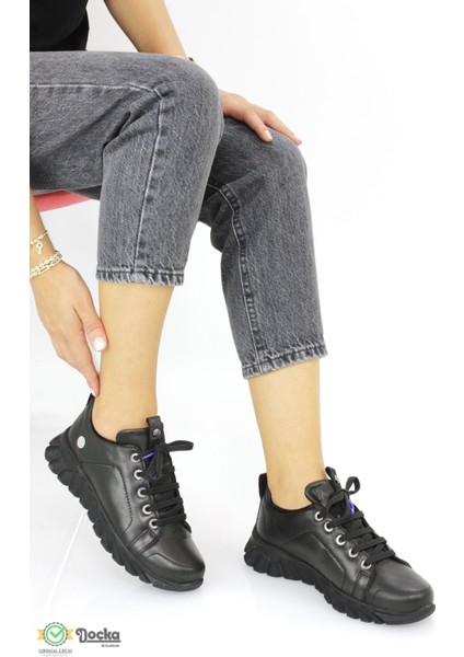 Kadın Hakiki Deri Günlük Bağcıklı Ortopedik Spor Tarz Mevsimlik Ayakkabı M25/KA3585