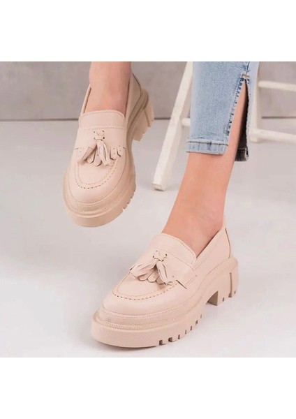 Kadın Püsküllü Makosen Loafer Ayakkabı L-0185