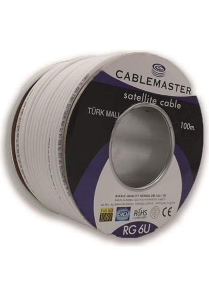 100 mt 48 Tel Rg6 U4 Bakır Alışımlı CM-102 Tr Makaralı Kablo