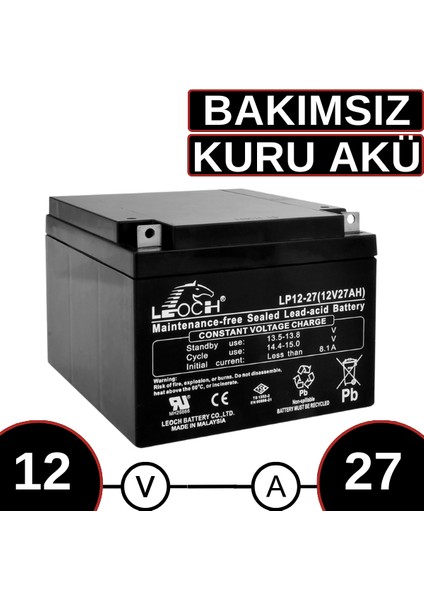 12V 27AH Kuru Tip Akü