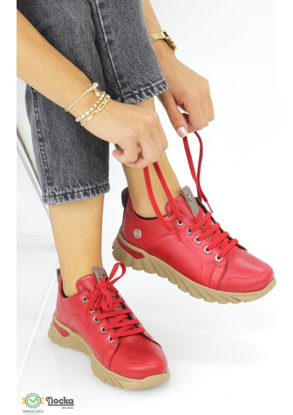 Kadın Hakiki Deri Günlük Bağcıklı Ortopedik Spor Tarz Mevsimlik Ayakkabı M25/KA3585