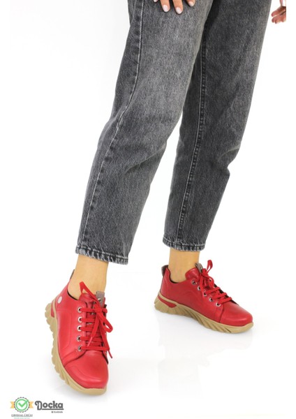 Kadın Hakiki Deri Günlük Bağcıklı Ortopedik Spor Tarz Mevsimlik Ayakkabı M25/KA3585 fiyatları