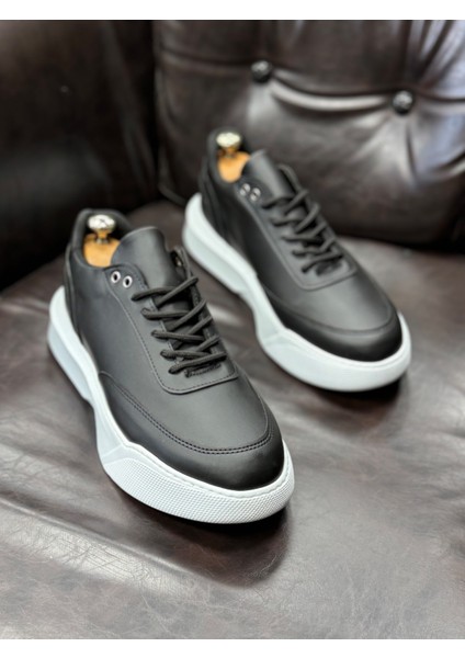 BA0354 Günlük Bağcıklı Erkek Yüksek Taban Siyah Spor Ayakkabı