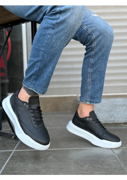 BA0354 Günlük Bağcıklı Erkek Yüksek Taban Siyah Spor Ayakkabı fırsatları