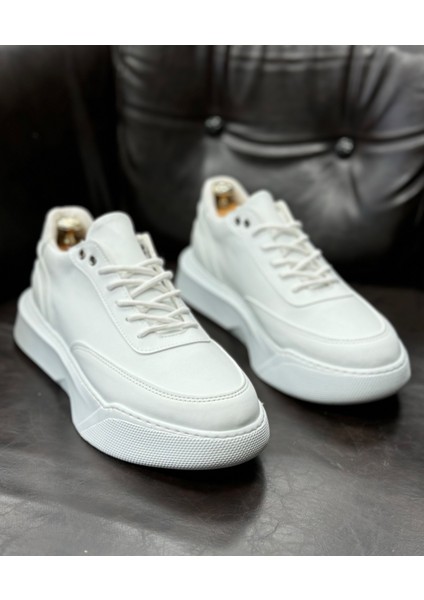 BA0354 Günlük Bağcıklı Erkek Yüksek Taban Beyaz Spor Ayakkabı