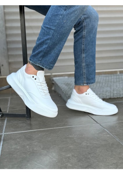 BA0354 Günlük Bağcıklı Erkek Yüksek Taban Beyaz Spor Ayakkabı fırsatları