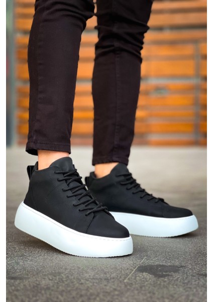 LE10 Bağcıklı Erkek Yüksek Taban Siyah Spor Bot modelleri