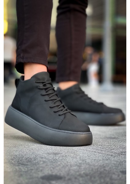 LE10 Bağcıklı Erkek Yüksek Siyah Taban Siyah Spor Bot fırsatları
