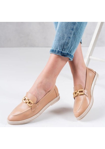 Kadın Metal Tokalı Loafer Ayakkabı L-0458