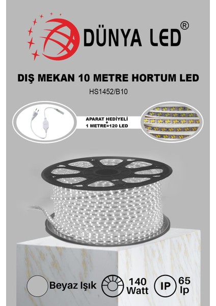 Meg Light Store 220V Trafosuz Beyaz Şerit LED 10MT