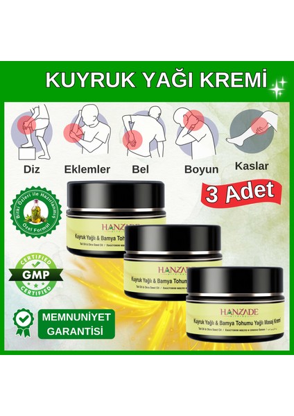 Kuyruk Yağlı & Bamya Tohumu Yağı Masaj Kremi 100 Ml X 3 Adet