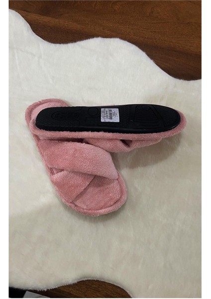 Kadın Ev Terliği Çapraz Bant Peluş Pembe 37 Numara fiyatları