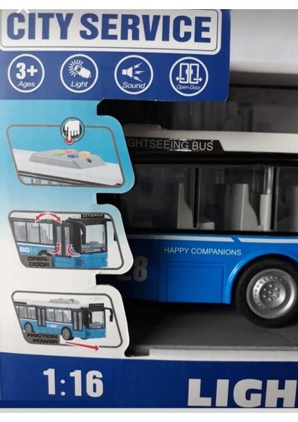 Otobüs Işıklı Sesli Kırılmaz Büyük Oyuncak Yolcu Otobüsü Kapılar Açılır Bus