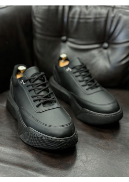BA0354 Günlük Bağcıklı Erkek Yüksek Siyah Taban Spor Ayakkabı