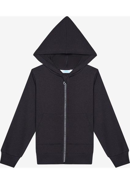 Unisex Basic Siyah Hoodie