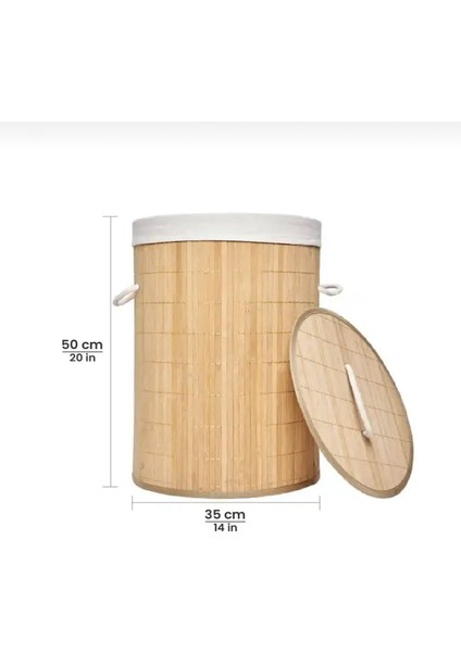 Bambu Bambu Yuvarlak Kirli Çamaşır Sepeti Çok Amaçlı Düzenleme Oyuncak Sepeti İpli Naturel Hasır 40 fiyatları