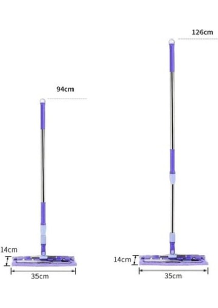 Teleskopik mikrofiber mandallı mop seti + yedek bez, pratik temizlik sağlar, mor renk fırsatları