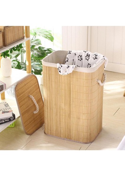 Bambu Hasır Çamaşır Sepeti Kare Kirli Çamaşır Sepeti Ipli Naturel Doğal Hasır 20 L Type 0 40 X 30 B