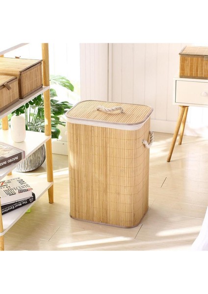 Bambu Hasır Çamaşır Sepeti Kare Kirli Çamaşır Sepeti Ipli Naturel Doğal Hasır 20 L Type 0 40 X 30 B