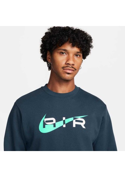 FN7692 Nike Sportswear Swoosh Air Graphic Fleece Crew-Neck Perkek Mavi Polarlı Sweatshirt