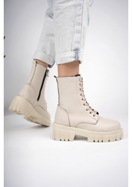 Just Kalın Taban Fermuarlı Bağcıklı Kadın Postal Bot fiyatları