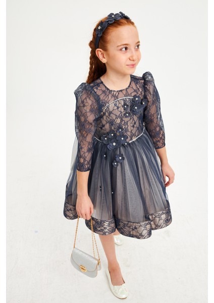 Özel Tasarım Robası Dantelli Çiçekli Taşlı Çantalı Abiye fiyatları