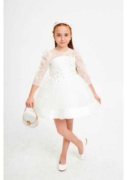 Özel Tasarım Robası Dantelli Çiçekli Taşlı Çantalı Abiye