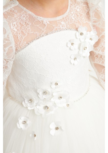 Özel Tasarım Robası Dantelli Çiçekli Taşlı Çantalı Abiye fiyatları