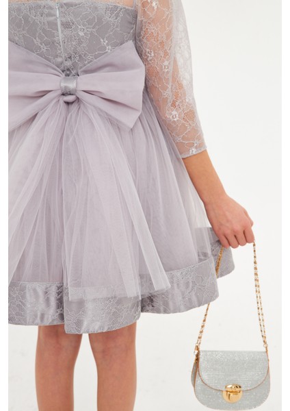 Özel Tasarım Robası Dantelli Çiçekli Taşlı Çantalı Abiye fiyatları