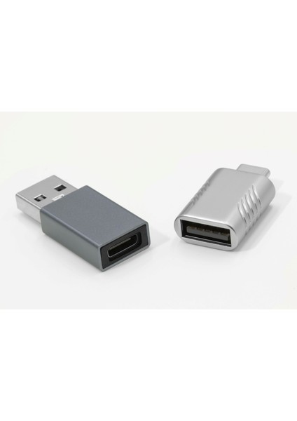 Type-C To Usb-A 3.0 ve USB 3.2 To Type-C Dönüştürücü 2'si 1 Arada Gri