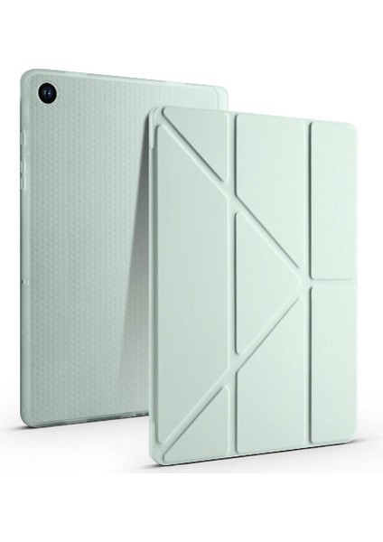 Samsung Galaxy Tab A9 2023 Yatay ve Dikey Standlı Antişok Köşe Korumalı Kalemlikli Origami Slikon Kılıf