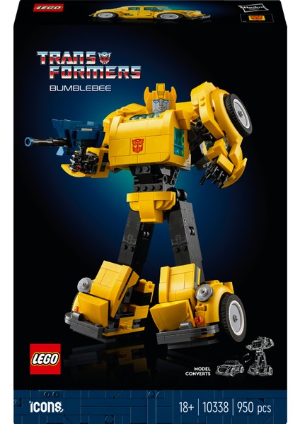 LEGO® Icons Transformers Bumblebee 10338 - Yetişkinler İçin Koleksiyonluk Robot Aksiyon Figürü Yapım Seti (950 Parça)