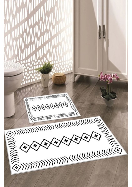 Kaymaz Taban Yıkanabilir 2'li Banyo Paspası Seti Klozet Takımı Banyo Halısı