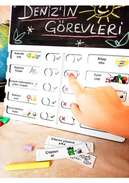 Çocuk Görev Tablosu Ahşap Eğitici Oyuncak - Montessori Günlük Rutin Çizelgesi