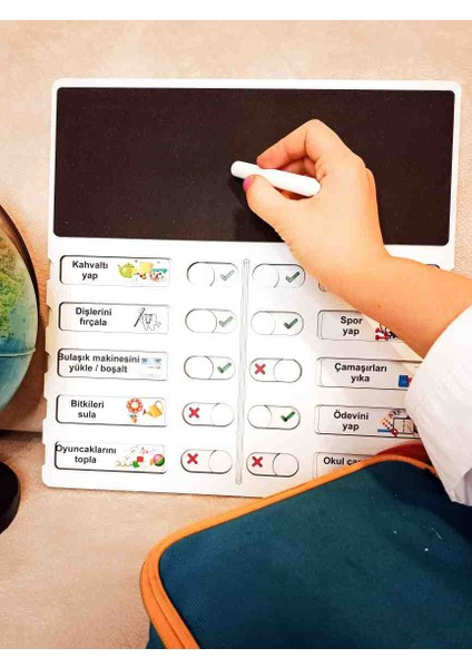 Çocuk Görev Tablosu Ahşap Eğitici Oyuncak - Montessori Günlük Rutin Çizelgesi