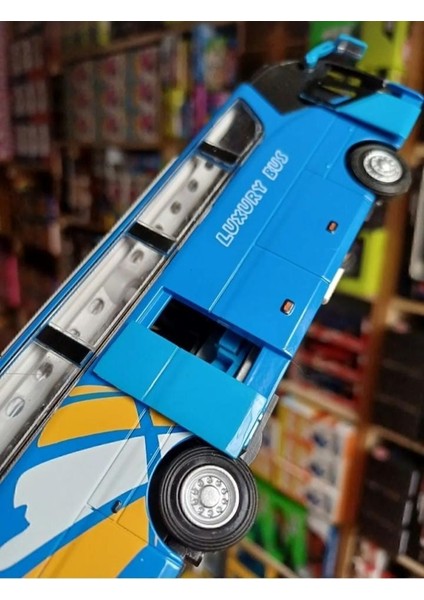 Metal Yolcu Otobüsü Dıecast Koleksiyon Bagaj Kapı Açılır Sesli Farlı Oyuncak Araba Bus