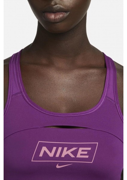 Pro Dri Fit Swoosh Sports Bra In Viotech Cave Purple Orta Destekli Dolgusuz Grafik Kadın Spor Sütyeni Mor modelleri