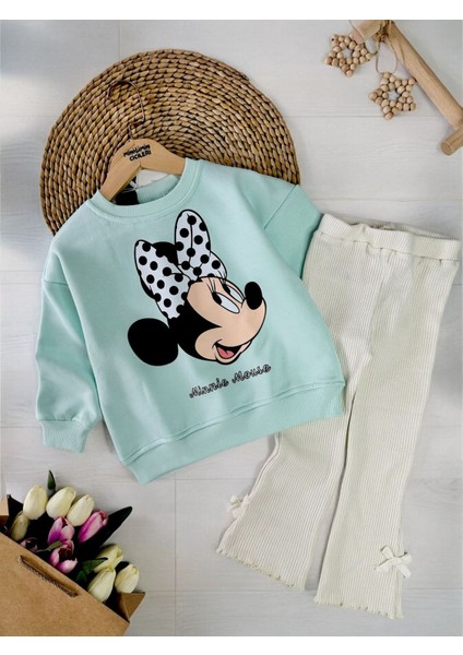 Puantiye Toka Desenli Mnn Kız Çocuk 2 li takım - Su Yeşili