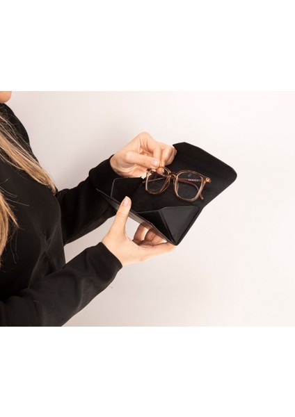 Smart Glass Deri Gözlük Kılıfı H101 Mat Siyah modelleri