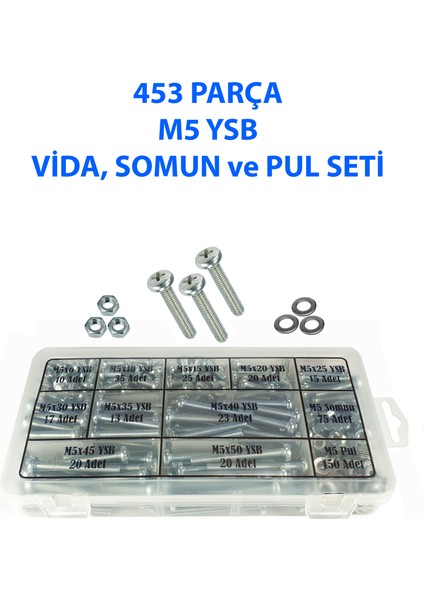 453 Parça M5 Ysb Vida, Somun ve Pul Seti