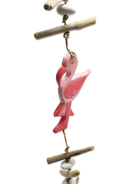 Ahşap Askılı Flamingo Duvar Dekoru