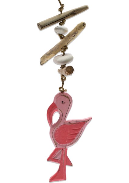 Ahşap Askılı Flamingo Duvar Dekoru