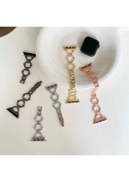 Apple Watch 42-44-45-49MM Uyumlu Halka Tasarımlı Klipsli Metal Luxury Kordon Kcr.aks fırsatları