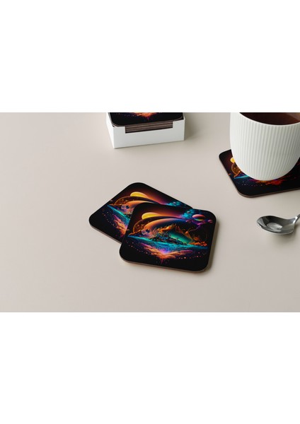 Dekoratif Bardak Altlığı Neon Desen 112