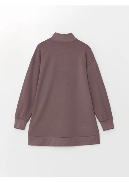 Lcw Modest mat Mürdüm Dik Yaka Oversize Kadın Sweatshirt Tunik modelleri