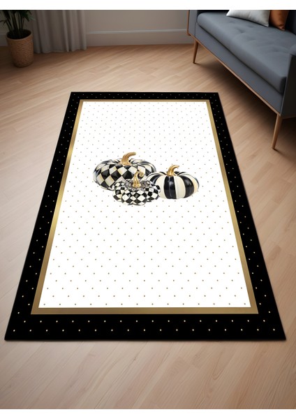 Dijital Baskı Gold Renkli Puantiyeli Bal Kabağı Desenli Makinada Yıkanabilir Salon ve Yolluk Halısı fiyatları