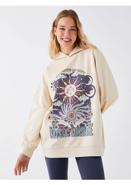Lcw Vision ten Rengi Baskılı Uzun Kollu Oversize Kadın Hoodie modelleri