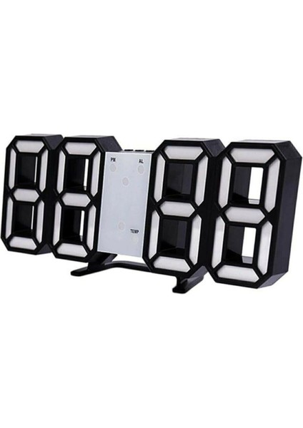 3D Dijital Işıklı Saat, Siyah, Modern Tasarım, Duvar ve Masa Kullanımı, Adaptörlü modelleri